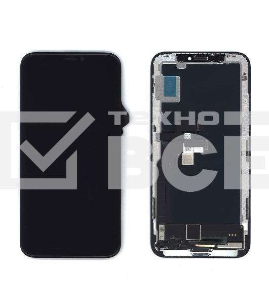 Дисплей Amperin для Apple iPhone X в сборе с тачскрином (Soft Oled), черный
