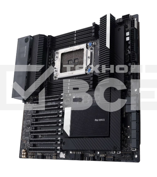 Материнская плата ASUS Pro WS WRX80E-SAGE SE WIFI II, sWRX8, AMD WRX80, 8xDDR4, 8xSATA, 3xM.2, 7xPCI-E 4.0 x16, 2xRJ-45 10Gb, 8xUSB 3.2 Gen 2, 1xUSB 3.2 Gen 2, 1xUSB 3.2 Gen 2x2, 5x3.5 мм, 7.1, E-ATX