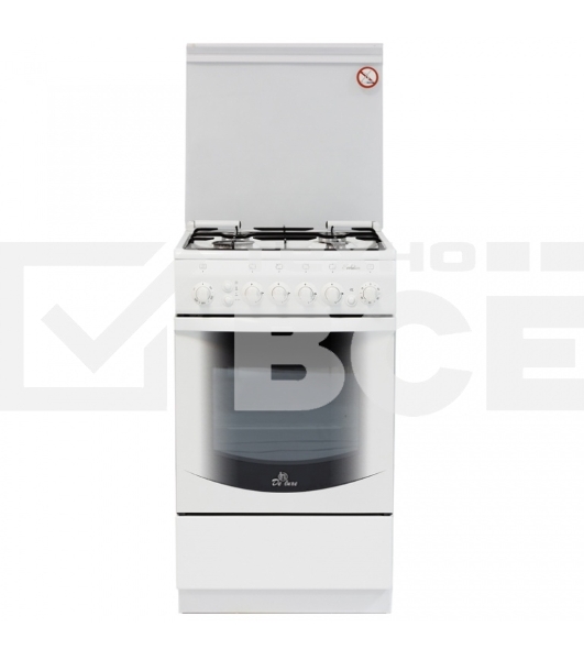 Плита газовая De Luxe 5040.31г(кр) ЧР белый, конфорок 4 шт, духовка 46 л, 50 см x 85 см x 50 см