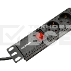 Блок распределения питания Rexant для 19' шкафов, горизонтальный, 8 розеток СЕЕ 7/4, 10A, выкл, алюм корп, шнур 2м, вилка C14, фото5