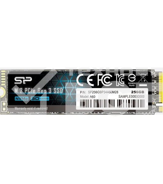 Накопитель SSD Silicon Power M-Series, 256Gb, PCIe 3.0 x4, M.2 2280, NVMe, R/W 2200/1600