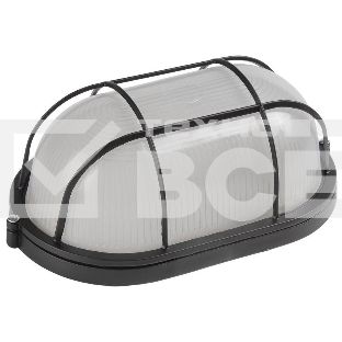 Светильник НПП 1402 60Вт E27 IP54 черный овал с решеткой ИЭК LNPP0-1402-1-060-K02