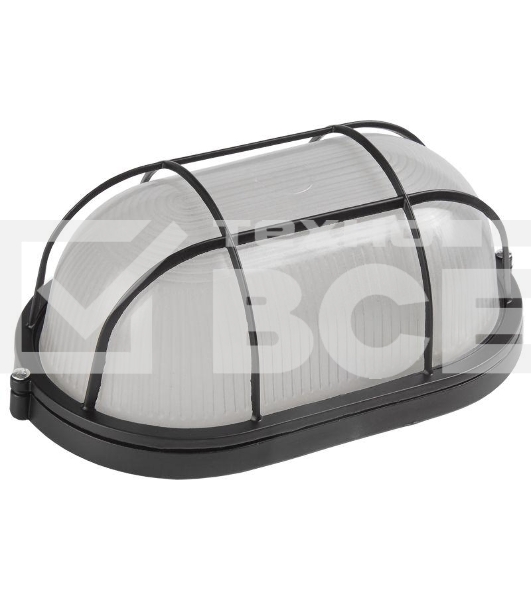 Светильник НПП 1402 60Вт E27 IP54 черный овал с решеткой ИЭК LNPP0-1402-1-060-K02