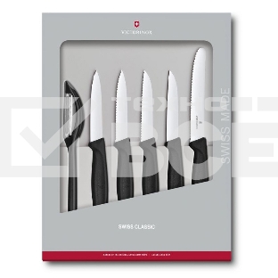 Набор ножей кухон. Victorinox Swiss Classic Kitchen (6.7113.6G) компл.:6шт черный подар.коробка