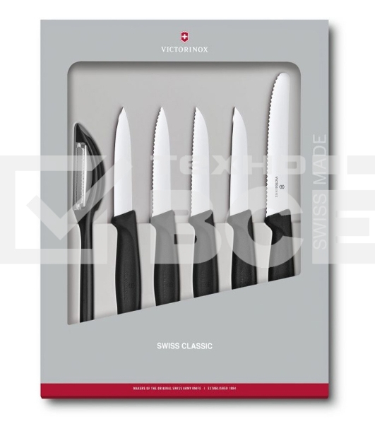 Набор ножей кухон. Victorinox Swiss Classic Kitchen (6.7113.6G) компл.:6шт черный подар.коробка