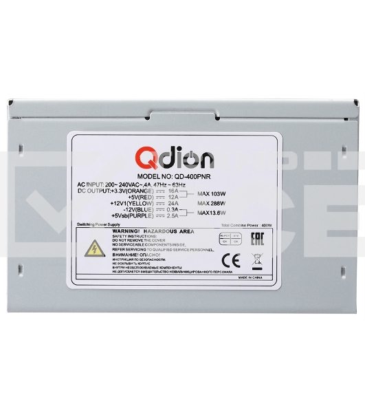 Серверный блок питания 400Вт Power Supply FSP QDION ATX 400W, 120mm, 3xSATA, 1xPCI-E, nonPFC