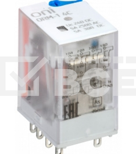 Реле интерфейсное ORM-1 4C 24В DC с LED и тест. кнопкой ONI ORM-1-4C-DC24V-L-B