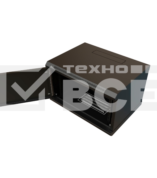 Шкаф коммутационный WRline (WR-TW-0666-SR-RAL9004) настенный 6U 600x600мм пер.дв.металл 2 бок.пан. 60кг черный 520мм 367мм IP20 сталь