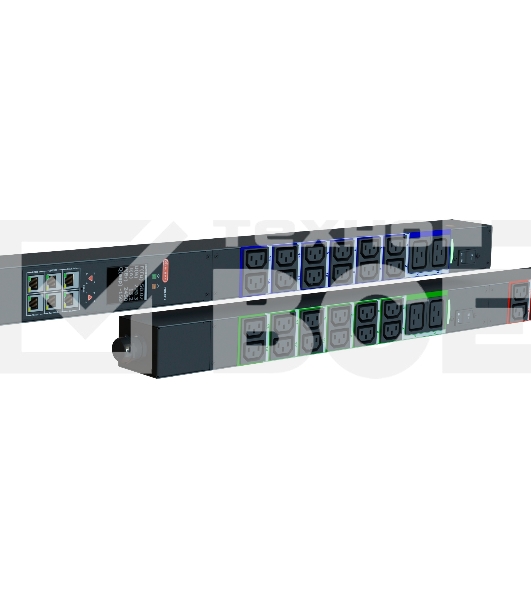 Блок распределения питания Elemy IPDU-5911 верт.размещ. 6xC19 36xC13 с мониторингом 32A IEC 60309 2.4м
