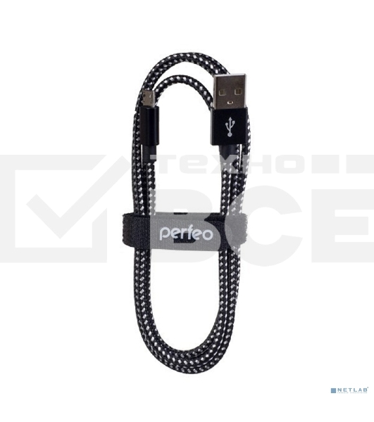 Кабель PERFEO USB2.0 A вилка - Micro USB вилка, черно-белый, 1 м. (U4801)