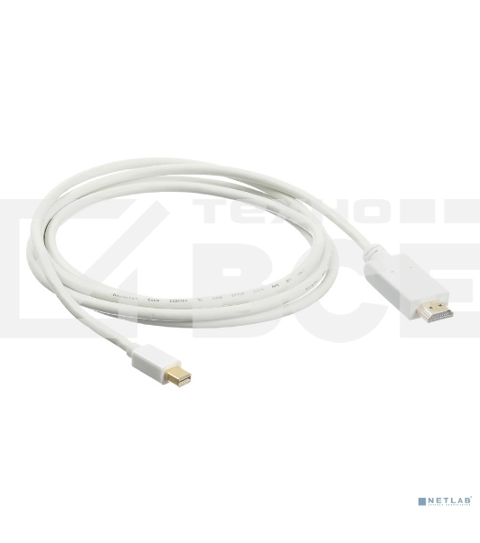 Кабель аудио-видео Buro 1.2v miniDisplayport (m)/HDMI (m) 2м. Позолоченные контакты белый (BHP MDPP-HDMI-2)