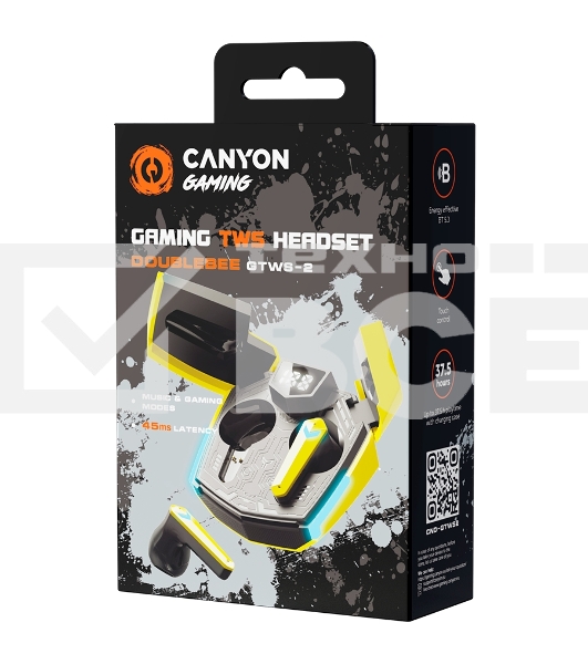 Наушники игровые CANYON headset Doublebee GTWS-2 Gaming Yellow