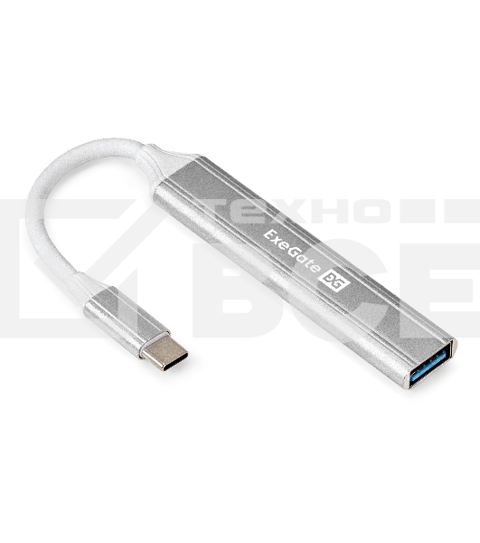 USB-Хаб (концентратор) 4-в-1 ExeGate DUB-3213C (кабель-адаптер USB3.0 Type-C --> 3xUSB2.0, 1xUSB3.0, Plug&Play, черный)