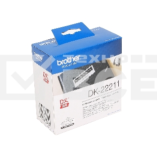 Пленочная клеящаяся лента Brother DK22211 29 мм x 15.24 м, черный шрифт, белый фон