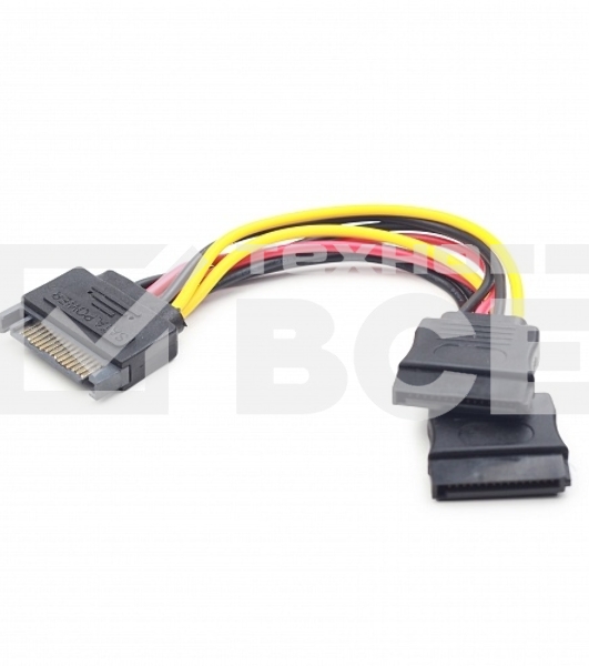 Кабель питания SATA Cablexpert CC-SATAM2F-01, 15pin (M)/2x15pin(F), на 2 SATA устр, 15см