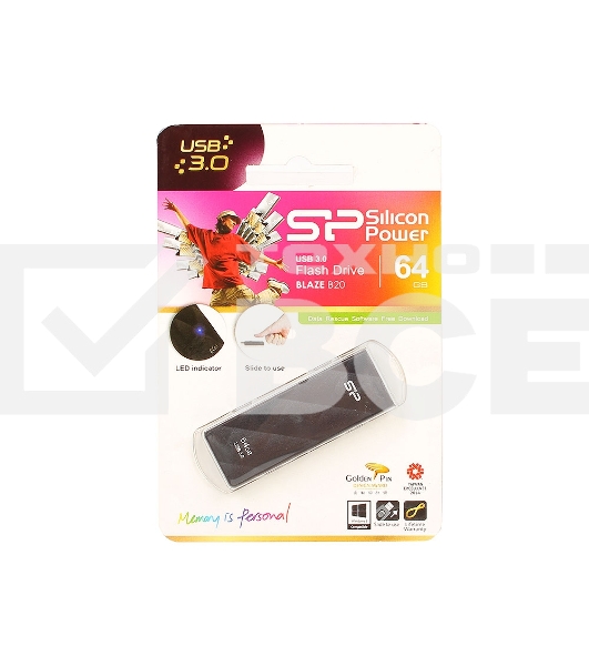 Флеш диск Silicon Power 64Gb Blaze B20 SP064GBUF3B20V1K USB3.0 черный