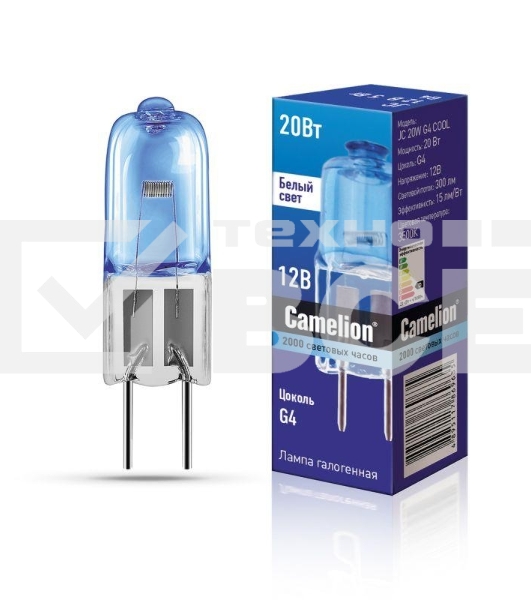 Лампа галогенная JC 20Вт 12В g4 COOL Camelion 11465