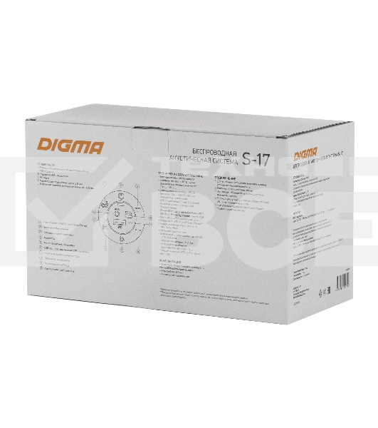 Колонка портатитвная Digma S-17 черный 8.5W 1.0 BT/3.5Jack/USB 10м 1500mAh