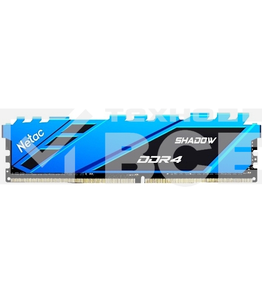 Оперативная память NETAC Shadow, DDR4, 8GB (1x8GB), 3600MHz, CL18, с радиаторами, синий