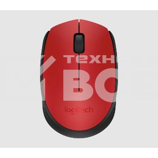 Мышь беспроводная Logitech M170, красный, 1000 dpi, радиоканал, USB, кнопки - 3