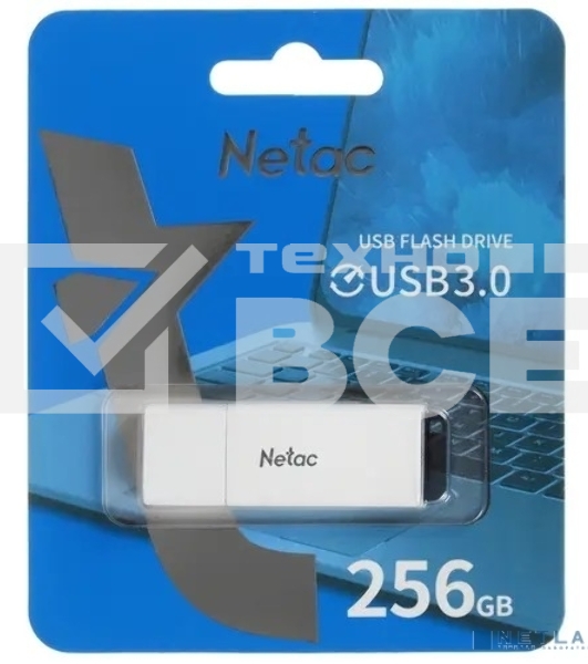 Флеш диск Netac U185 256Gb <NT03U185N-256G-30WH>, USB3.0, с колпачком, пластиковая белая