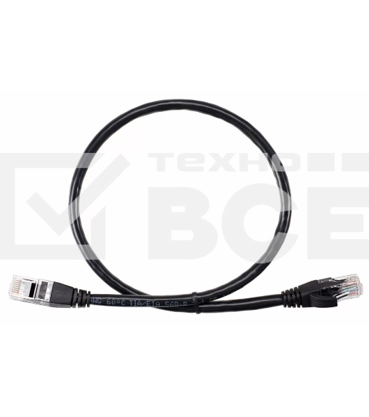 Патч-корд литой AOpen ANP612B-BK-0.5M (7/0.20) UTP кат.6 черный 0,5m