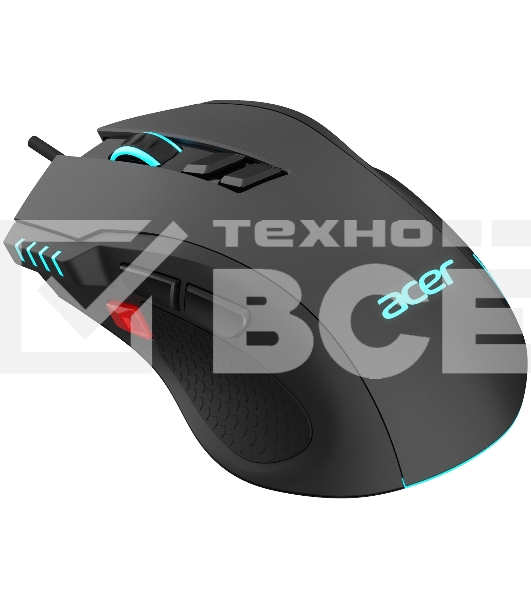Мышь проводная Acer OMW150 черный, 4800 dpi, USB, кнопки - 8