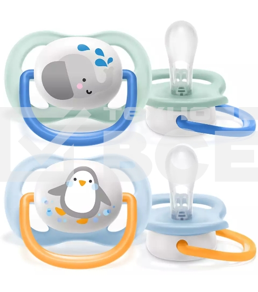 Соска-пустышка Philips Avent SCF080/05 Слон/Пингвин, 0-6 мес, 2 шт, для мальчиков