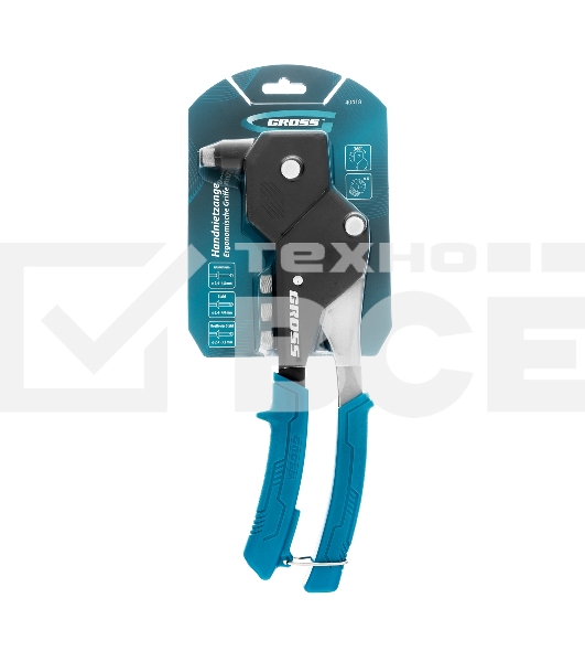 Заклепочник ручной Gross 290 мм, поворотный, 0-360, заклепки 2,4-3,2-4,0-4,8 мм