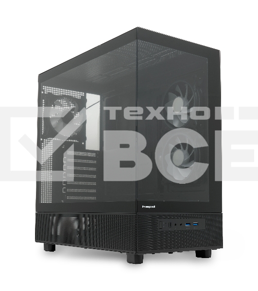 Компьютерный корпус HSPD F710, Panoramic Mid Tower, черный, TG, 0.5 SPCC, 3x120мм ARGb E-ATX, ATX, mATX, mITX 185/395/270мм 2x2.5