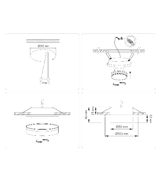 Светильник Ambrella light TN6707 WH белый IP44 GX53 max 15W D105*45