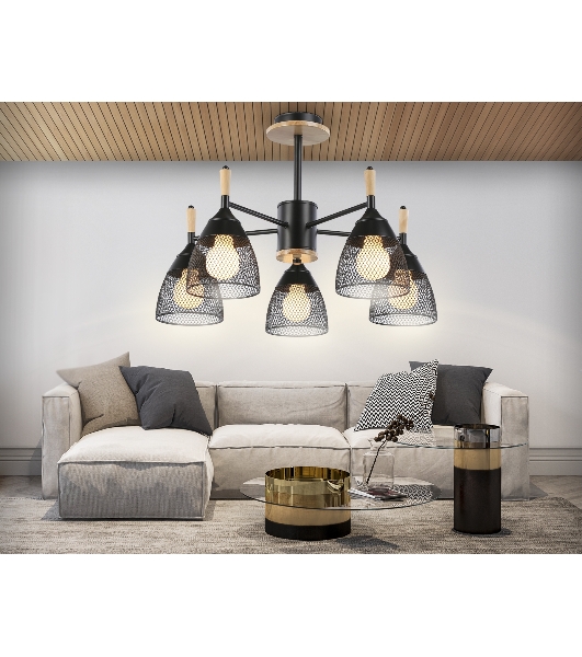 Светильник Ambrella light TR8015/5 BK черный E27*5 max 40W D600*385