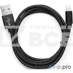 Кабель USB 2.0 Cablexpert CC-ApUSB2bk1m, AM/Lightning 8P, 1м, нейлоновая оплетка, алюминиевые разъемы, черный, пакет, фото2