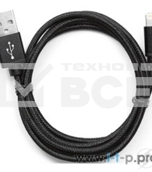 Кабель USB 2.0 Cablexpert CC-ApUSB2bk1m, AM/Lightning 8P, 1м, нейлоновая оплетка, алюминиевые разъемы, черный, пакет