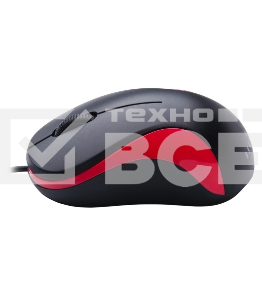Мышь проводная Oklick 115S черный/красный, 1200 dpi, USB, кнопки - 3