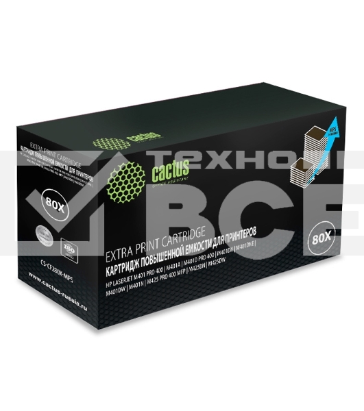 Картридж лазерный Cactus CS-CF280X-MPS черный (13000 стр.) для HP LJ Pro 400/M401/M425