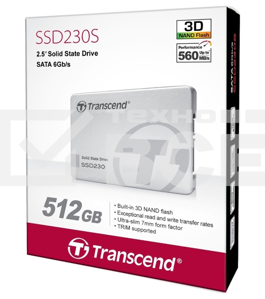 Накопитель SSD Transcend 230S, 512Gb, SATA III, 2.5