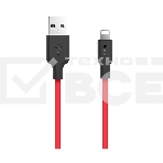 Кабель USB 2.0 hoco X21, силиконовая оплетка, AM/Lightning M, черно-красный, 1м, фото5