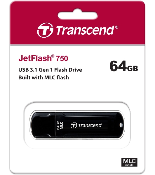 Флешка USB Transcend JetFlash 750 (TS64GJF750K), 64Gb, USB 3.0, R/W 130/40, черный