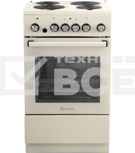 Плита электрическая De Luxe 5004.16Э-013 бежевый, конфорок 4 электрических, духовка 46 л, 50 см x 85 см x 50 см (без крышки)