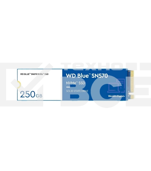 Накопитель SSD WD Blue SN570 WDS250G3B0C, 250Gb, PCIe 3.0 x4, M.2 2280, NVMe, R/W 3300/1200