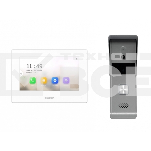 Комплект гибридной видеодомофонии, Включаются устройства:, DS-D100P, VDP-H3212W, 1 блок питания 12В, Работа с Hik-Connect