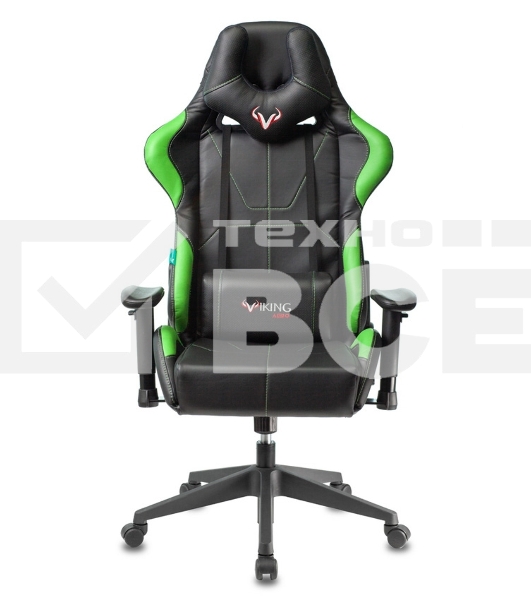Кресло игровое Бюрократ VIKING 5 AERO LGREEN черный/салатовый искусственная кожа