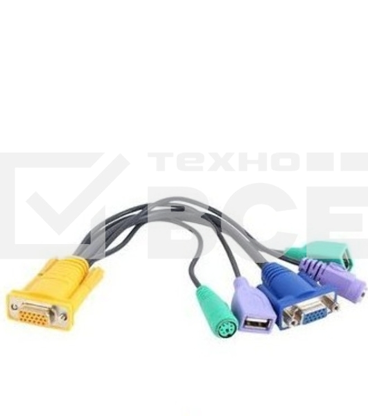 Кабель KVM консольный. CABLE SP18F--HD15F/MD6F*2/USBA F*2 ,L:27CM