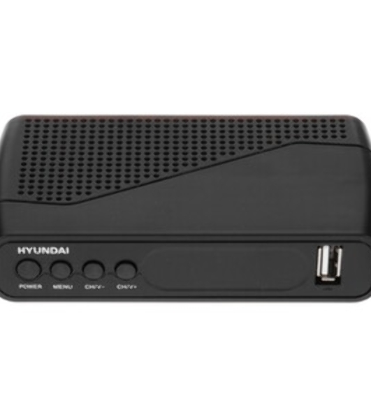 Приставка для цифрового ТВ Hyundai H-DVB500 черный, DVB-T2, DVB-T, DVB-C, HDMI, USB 2.0 х2