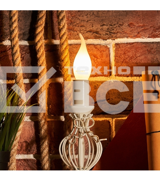 Лампа светодиодная филаментная Rexant Свеча на ветру CN37 9.5 Вт 915 Лм 2700K E14 матовая колба