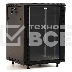 Шкаф коммутационный Hyperline (TWB-FC-1566-GP-RAL9004) напольный 15U 600x600мм пер.дв.стекл 60кг черный IP20 сталь, фото2