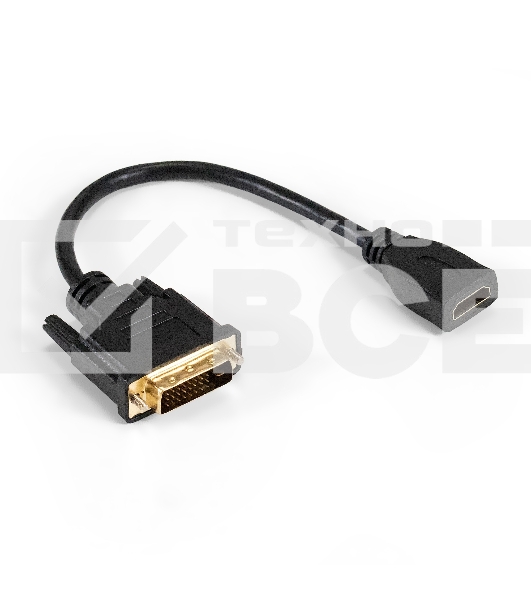 Кабель HDMI-DVI-D ExeGate EX-CC-HDMIF-DVIM-0.15 (19F/25M, 0,15м, позолоченные контакты)