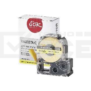 Кассета с лентой S'OK by Sakura Printing BLK5YBA11 для Epson, черный на желтом, φ11мм/2.5м