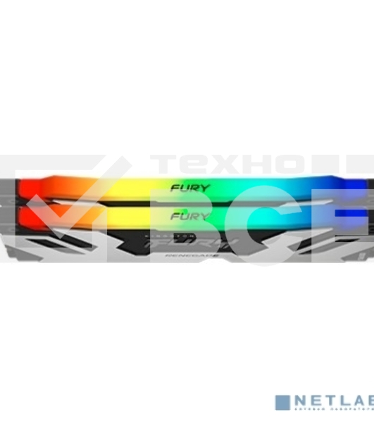 Оперативная память Kingston Fury Renegade, DDR5, 32GB (2x16GB), 6400MHz, CL32, с радиатором, RGB, серебристый/черный